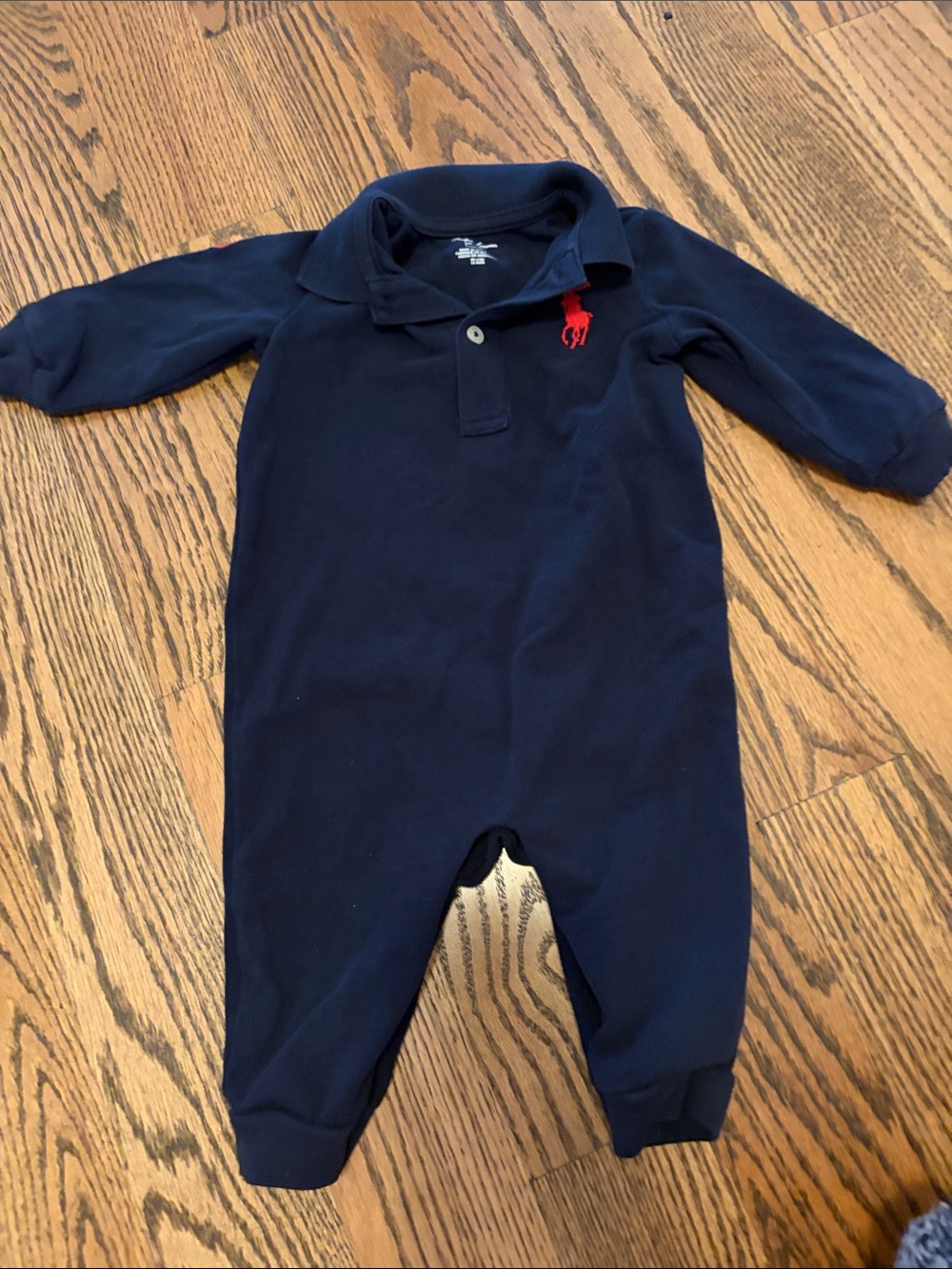 Ralph Lauren Navy Polo One-Piece with Red Pony 3-6m